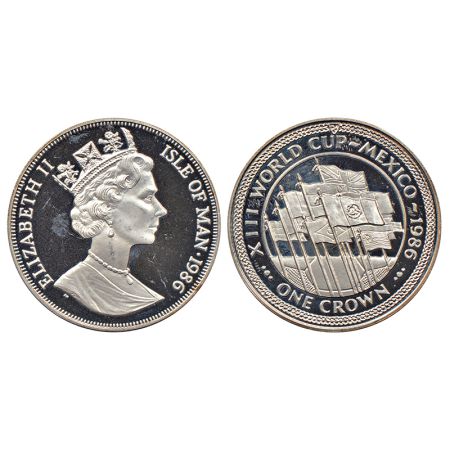 Isle of Man, Elizabeth II, proof silver 1 crown, series, World Cup Soccer in Mexico, AD 19