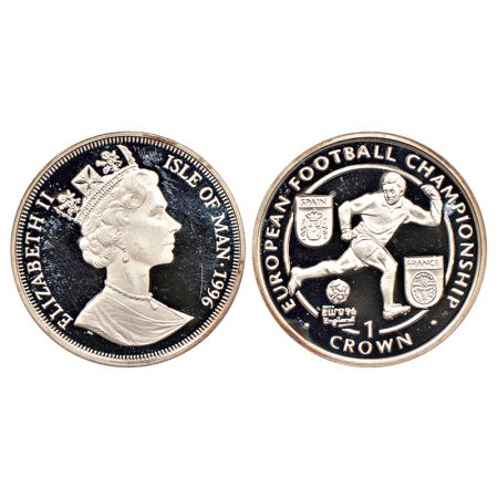 Isle of Man, Elizabeth II, proof silver 1 crown, series, European Football championship, A