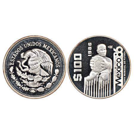 Mexico, proof, silver 100 pesos, series, World Cup-Mexico 1986, KM 521, 33.52g. Obv: Natio
