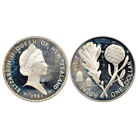 New Zealand, Elizabeth II, proof, silver 1 dollar, series, Royal visit, AD 1981, KM 50a, 2