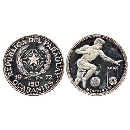 Paraguay, proof, silver 150 guaranies, series, Munich Olympics, AD 1972, KM 34, 24.84g. Ob