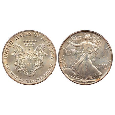 United States of America, silver (10z) dollar, 1992, KM 273, 31.28g. Obv: National coat of