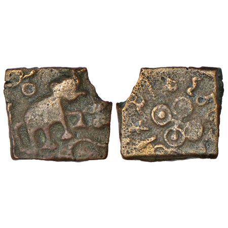 Satavahanas - alloyed copper coin of 'elephant' type from Vidarbha region, attributed to S