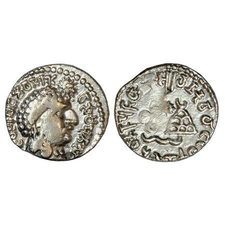 Satavahanas- silver 'portrait'-type drachm of Vasithiputa Siva Siri Pulumavi(c.120-135 AD)