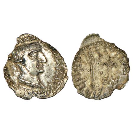 Western Kshatrapas, Kshaharata dynasty, silver drachm of Nahapana (c. 33-78 AD), with Gree