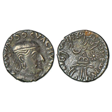 Western Kshatrapas, Karddamaka dynasty, silver drachm of Rudradamanas Mahakshatrapa (130-1