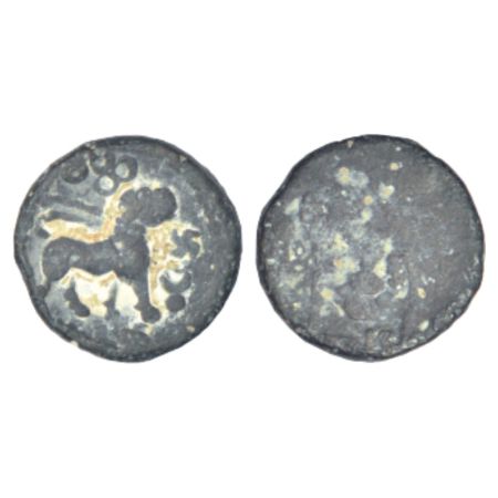 Satavahanas - uninscribed lead coin attributed to post-Satakani period (c.50BC-20AD), 'lio