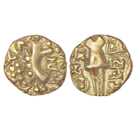 Kashmir-Karkota or Naga Dynasty of the Post-Gupta period, base gold dinar of King Vinayadi
