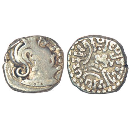 Kalachuris of Mahishmati, silver drachm of Krishnaraja (550-575 AD), MACW 5093; Pieper 917