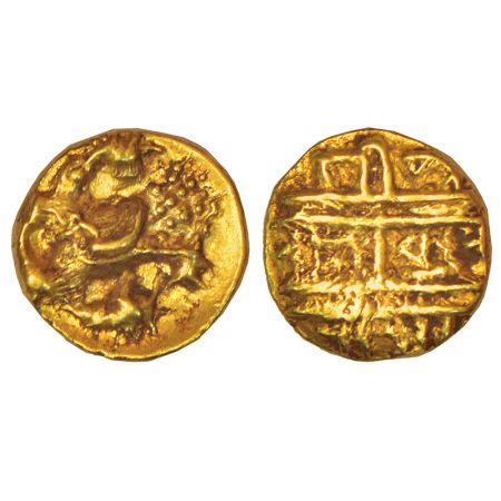 Vijayanagar Kingdom, Tuluva dynasty, gold ½ pagoda of Achyutaraya (1529-1542 AD), MCSI-I 6