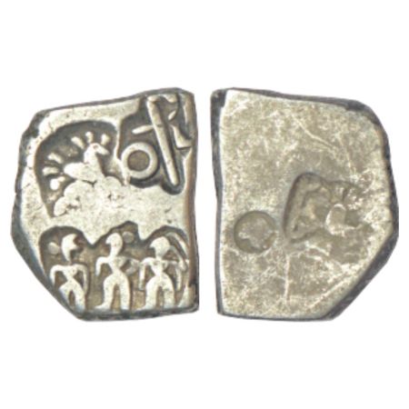 Imperial Magadhan silver punch-marked Karshapana coin (200-180 BC), GH series VII-590, 3.3