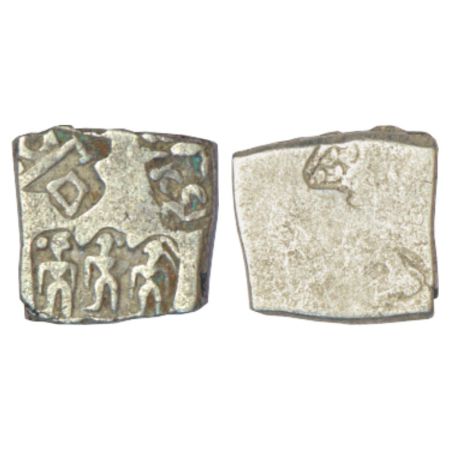 Imperial Magadhan silver punch-marked Karshapana coin (200-180 BC), GH series VII-591, 3.3