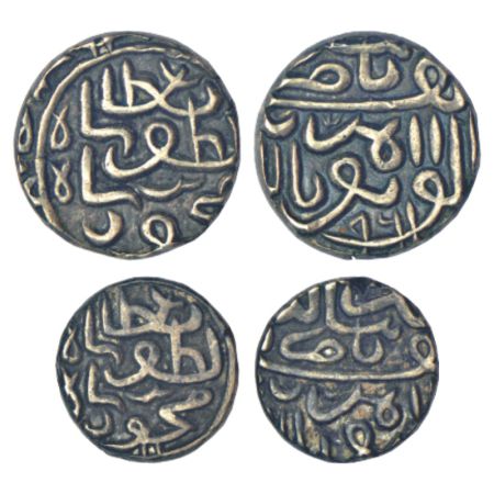 Sultans of Gujarat, Silver coins (2) of Nasir al-Din Mahmud Shah III (1537-1553 AD), 1x ta