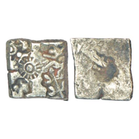 Post-Mauryan localized punch-marked coinage, Karshapana series, debased silver coin of Mat
