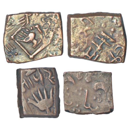 Lunawada, Wakhat Singh Ji (1867-1929 AD), square copper coin (2), 1x paisa, 7.25g. Obv: Op