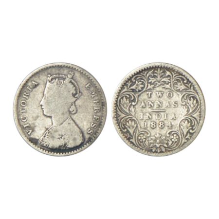 Victoria Empress, silver 2 annas, 1884, Bombay mint, A/I/no mintmark, PR 531; GK 769, 1.37