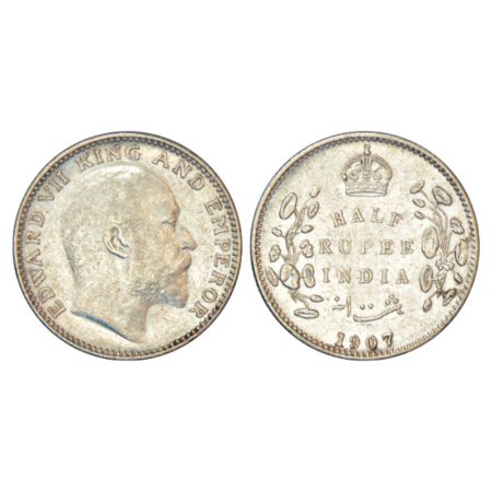 Edward VII, silver ½ rupee, 1907, Bombay mint, 'B' incused, PR 316, GK 965, 5.80g. About e