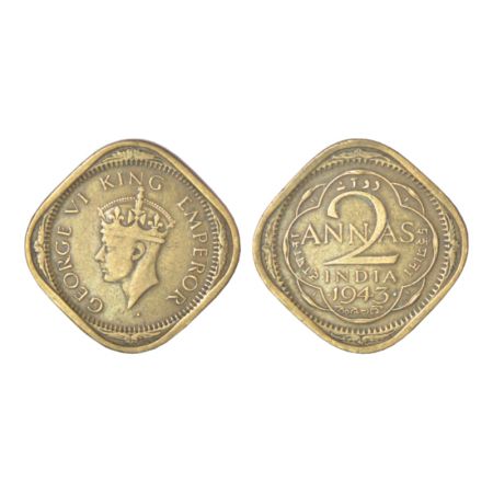 George VI, nickel-brass, 2 annas, 1943, Bombay mint, head type II, Large 3, unlisted in PR