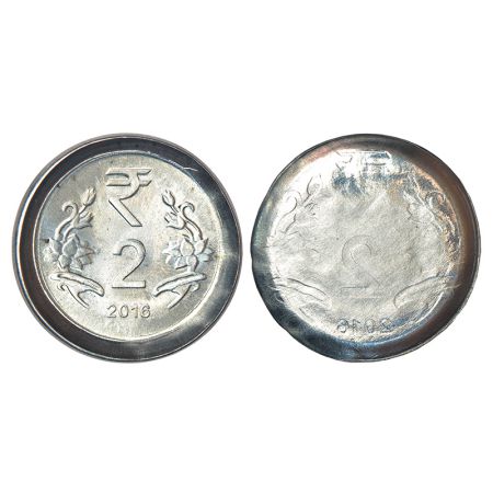 2 rupees, ferratic stainless steel, 2016, Calcutta mint, heavy striking on the center resu