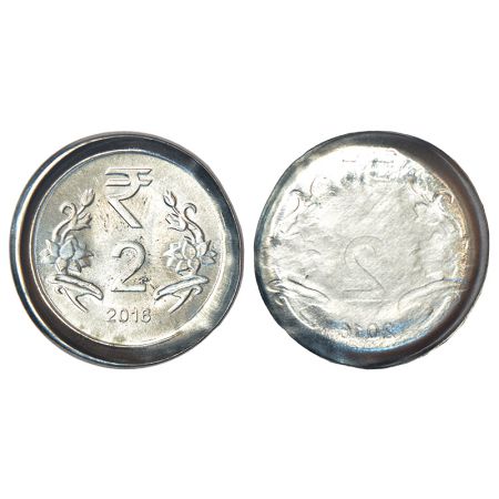 2 rupees, ferratic stainless steel, 2016, Calcutta mint, heavy striking on the center resu
