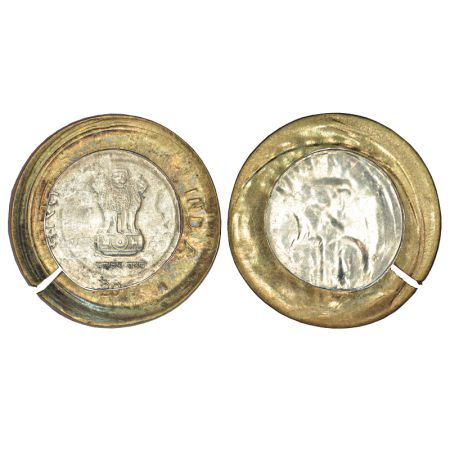 10 rupees, error, bi-metal, 2017, Calcutta mint, inner part detached from the ring, 7.73g.