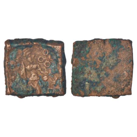 Ancient Malwa - post-Mauryan uninscribed die-struck coin of Ujjain area, 'standing man' ty