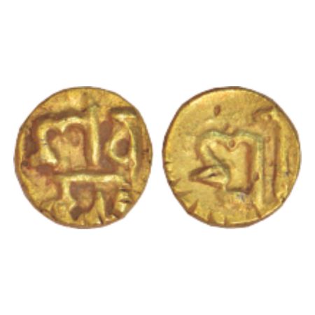 Nepal, gold mashaka of Shiva Simha, Malla dynasty (1578-1619 AD), 0.91g. Obv: Maithil/Newa