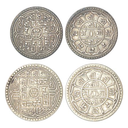 Nepal, silver coins (2), 1x Prithvi Bir Bikram, mohur, SE 1829 (1907), KM 651.2, 5.50g and