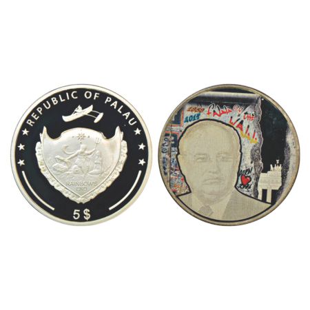 Palau, proof, silver 5 dollar, 2014, KM 479, 25.04g. Obv: Coat of arms of Palau, denominat