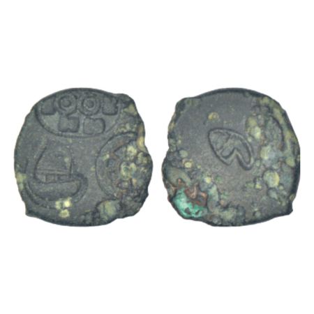 Post-Mauryan Bengal, alloyed copper punch-marked coin of Chandraketugarh (200-100 BC), MAE