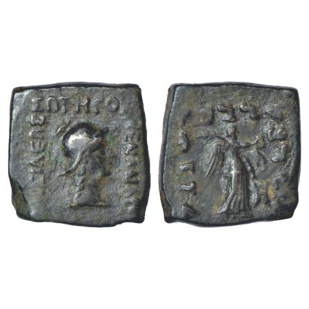 Indo-Greeks, copper unit of Menander I (c.155-130 BC), BN series 31, 9.71g. Obv: Helmeted 
