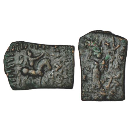 Indo-Scythians, fractional copper coin of Azes (48-25 BC), Senior ISCH 113.10, 2.97g. Obv: