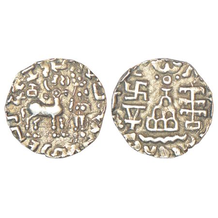 Post-Mauryan tribal monarchies, Kunindas - silver drachm of Amoghabhuti (c.50BC-50AD), PAI