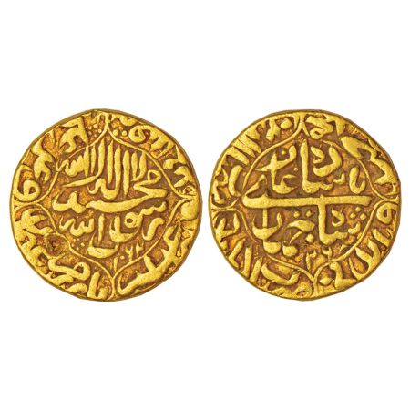 Shah Jahan (1628-1658 AD), gold mohur, Akbarabad mint, AH 1062/RY 26, KM 258.2, 10.81g. Ob