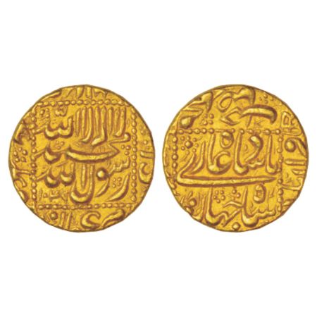 Shah Jahan (1628-1658 AD), gold mohur, Burhanpur mint (off flan), AH 1049, both side legen
