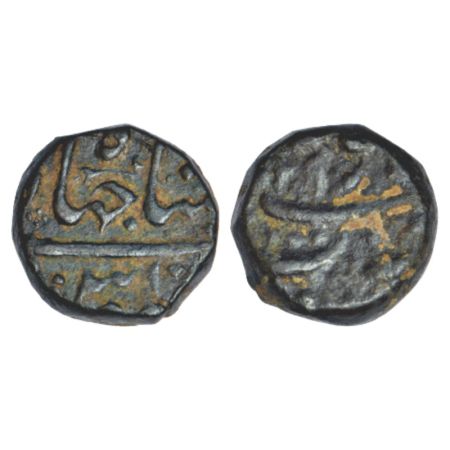 Shah Jahan (1628-1658 AD), copper ½ dam, Surat mint, KM 204.4, 10.29g. Very fine, Rare.