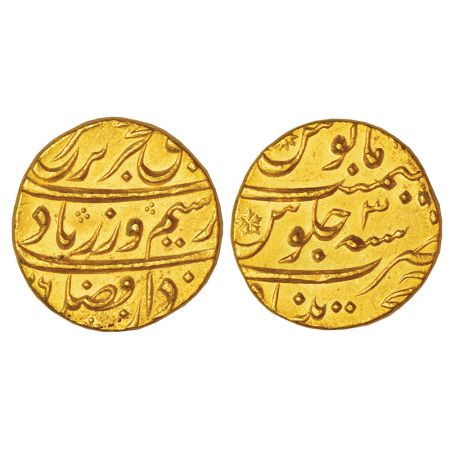 Farrukhsiyar (1713-1719 AD), gold mohur, Khujista Bunyad mint, AH (11)26/RY 3, KM 390.19, 
