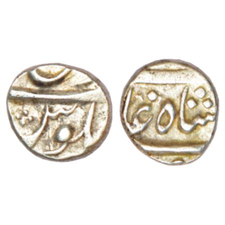 Muhammad Shah (1719-1748 AD), silver 1/5 rupee or velli fanam, Arcot mint (off flan), 2.27