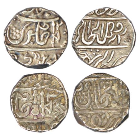 Gwalior, silver rupee (2), Seorha/Sabalgarh mint, 10.92g, & 10.85g, Spear and inverted bat