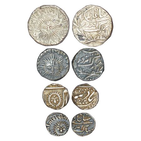 Indore, Shivaji Rao (1886-1903 AD), silver coins (4), 1x 1 rupee, VS 1951, 11.16g, 1x ½ ru
