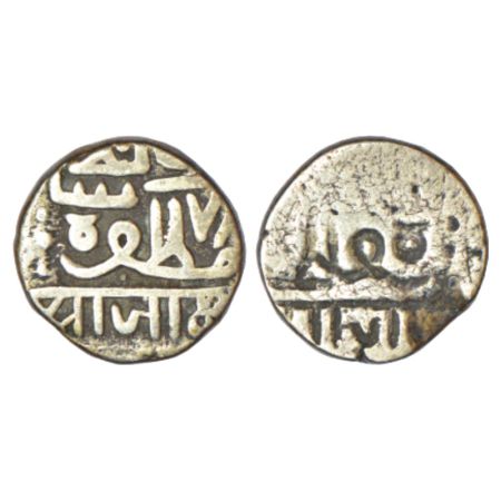 Nawanagar, Jam Vibhaji (1852-1894 AD), silver kori, 4.40g, Lakhi (Brockage) on reverse. Ve