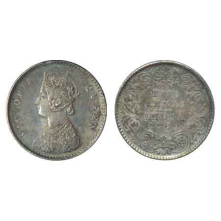 Victoria Queen, silver 2 annas, 1862, Calcutta mint, A/I/no mint mark, PR 485; GK 381, 1.4