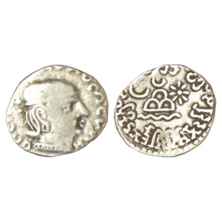 Western Kshatrapas, Kardamaka dynasty, silver drachm of Damajadashri I or Rudrasimha I as 