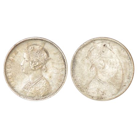 Victoria Empress, silver rupee, obverse part brockage (Lakhi) on reverse, 11.58g. Very fin
