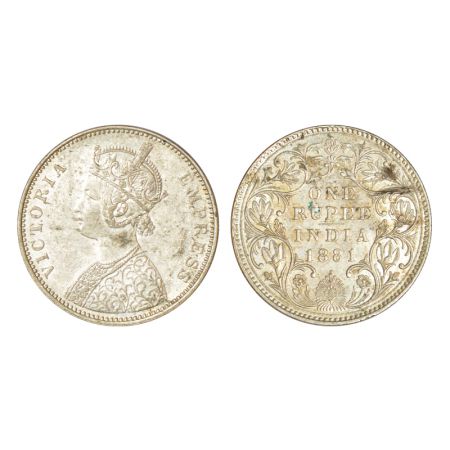 Victoria Empress, silver rupee, 1881, Bombay mint, A3/IV/dot, PR 157; GK 469, 11.66g. Unci