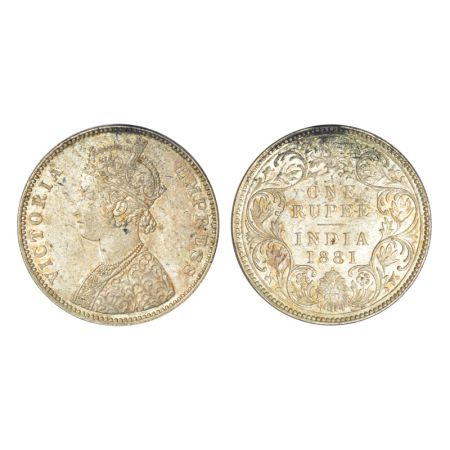 Victoria Empress, silver rupee, 1881, Bombay mint, A3/I/dot, PR 158; GK 470, 11.63g. Extre