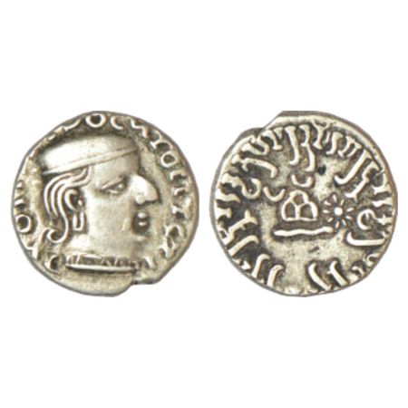 Western  Kshatrap as , Kardamaka dynasty, silver drachm of Rudrasimha I as Maha kshatrap a