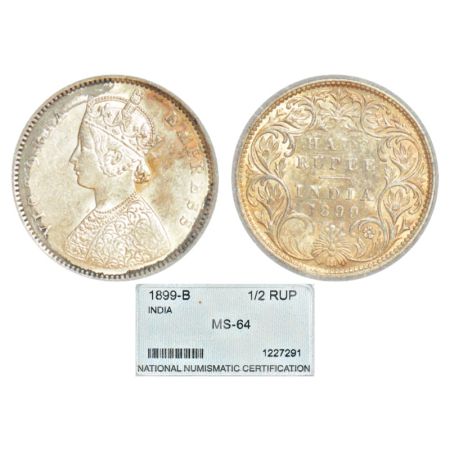 Victoria Empress, silver ½ rupee, 1899, Bombay mint, A/I/'B' incused (inverted), PR 307; G