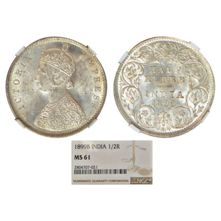 Victoria Empress, silver ½ rupee, 1899, Bombay mint, A/I/'B' incused (inverted), PR 307; G