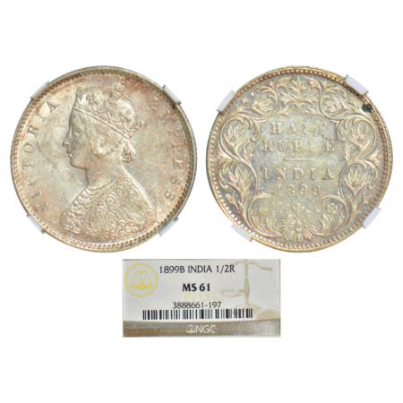 Victoria Empress, silver ½ rupee, 1899, Bombay mint, A/I/'B' incused (inverted), PR 307; G
